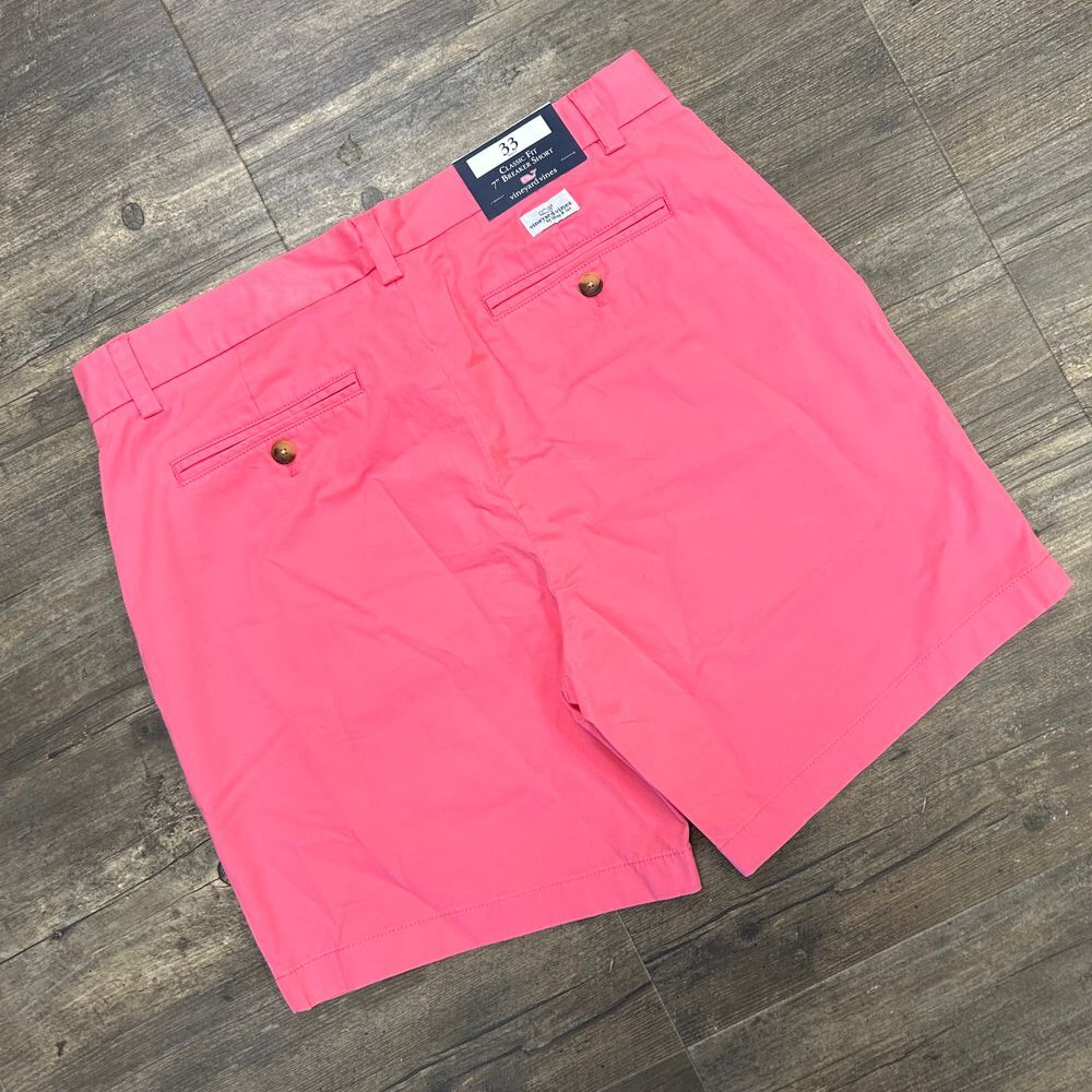 NWT Vineyard Vines Classic Fit 7"‎ Breaker Shorts Men Size 33 Pink Sherbet (532)